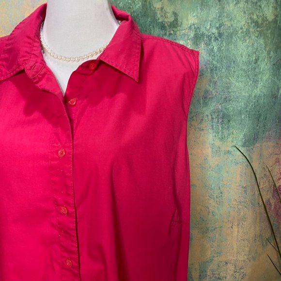 📌Basic Editions Hot Pink Sleeveless Blouse - Picture 3 of 8